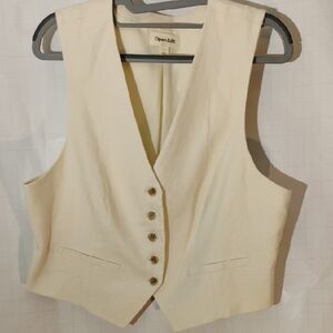 Open Edit Women's Cream Button-Front Vest